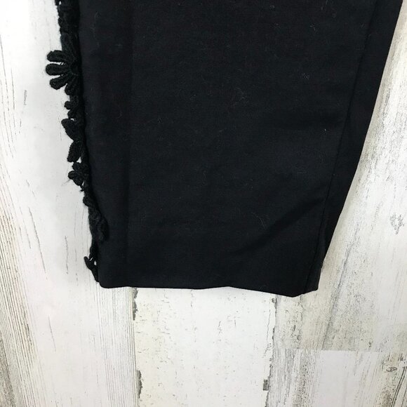 Elevenses Anthropologie Daisy Lace Tuxedo Pant ankle length black size 6 - Picture 3 of 12